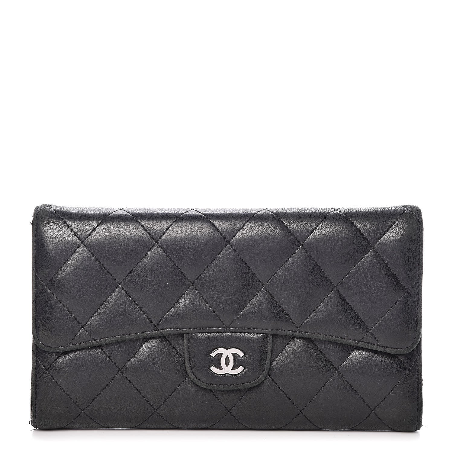 Chanel Lambskin Quilted Large Flap Wallet Black 1 of 22