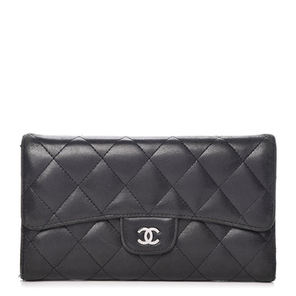 Chanel Lambskin Quilted Large Flap Wallet Black 1 of 22