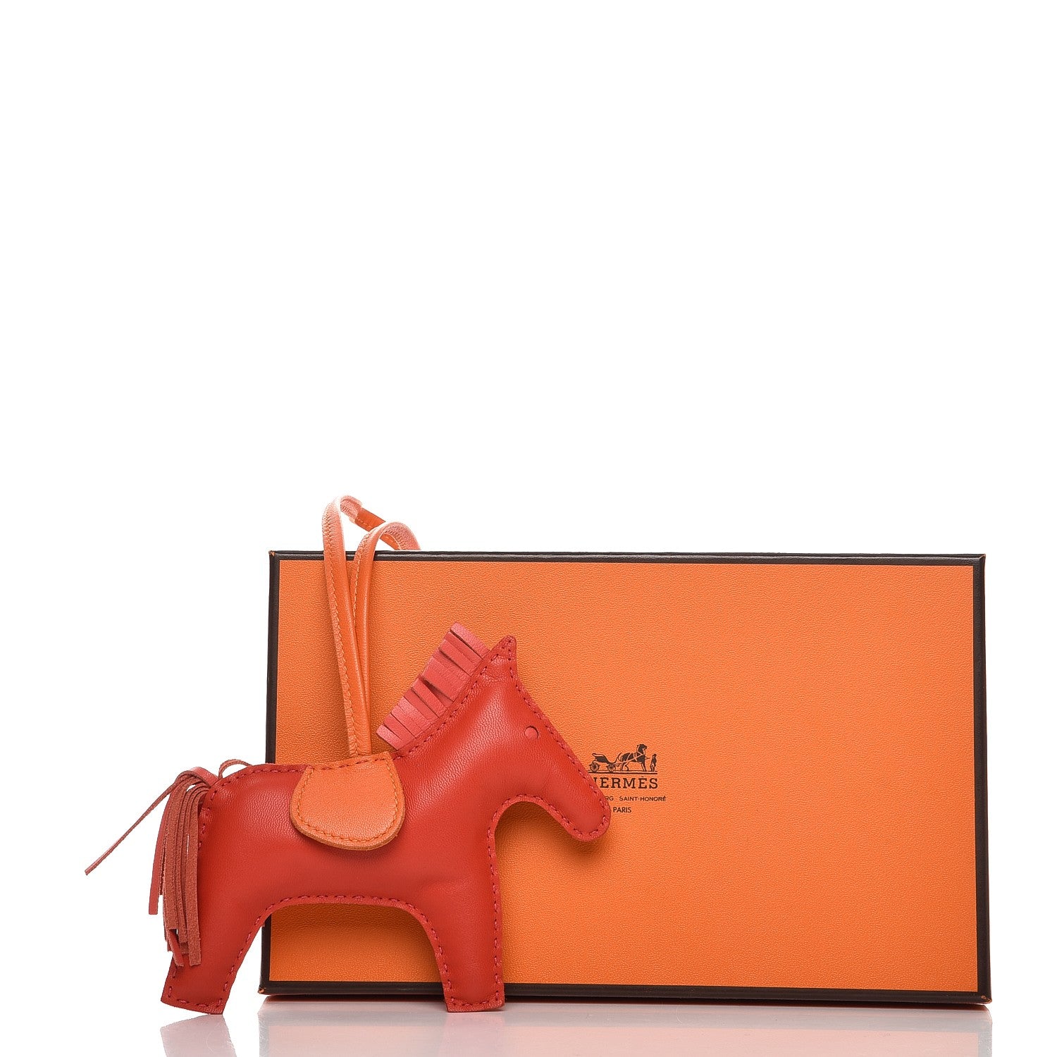 Hermes Milo Lambskin Grigri Rodeo Horse Bag Charm MM Rouge Rose Indien Jaipur Feu 4 of 4