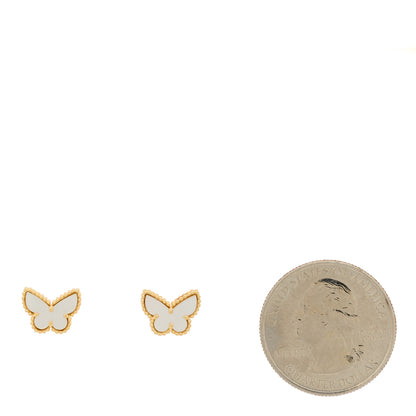 Van Cleef & Arpels 18K Yellow Gold Mother of Pearl Sweet Alhambra Butterfly Earrings 2 of 5