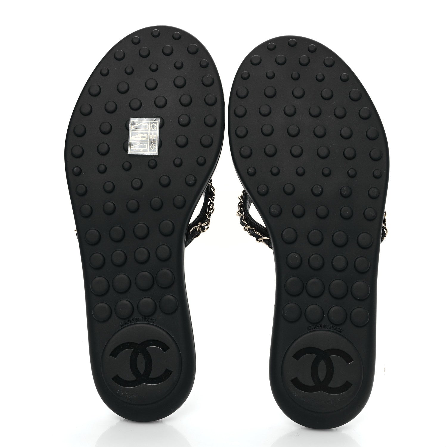 Chanel Lambskin CC Chain Thong Sandals 38 Black 5 of 8