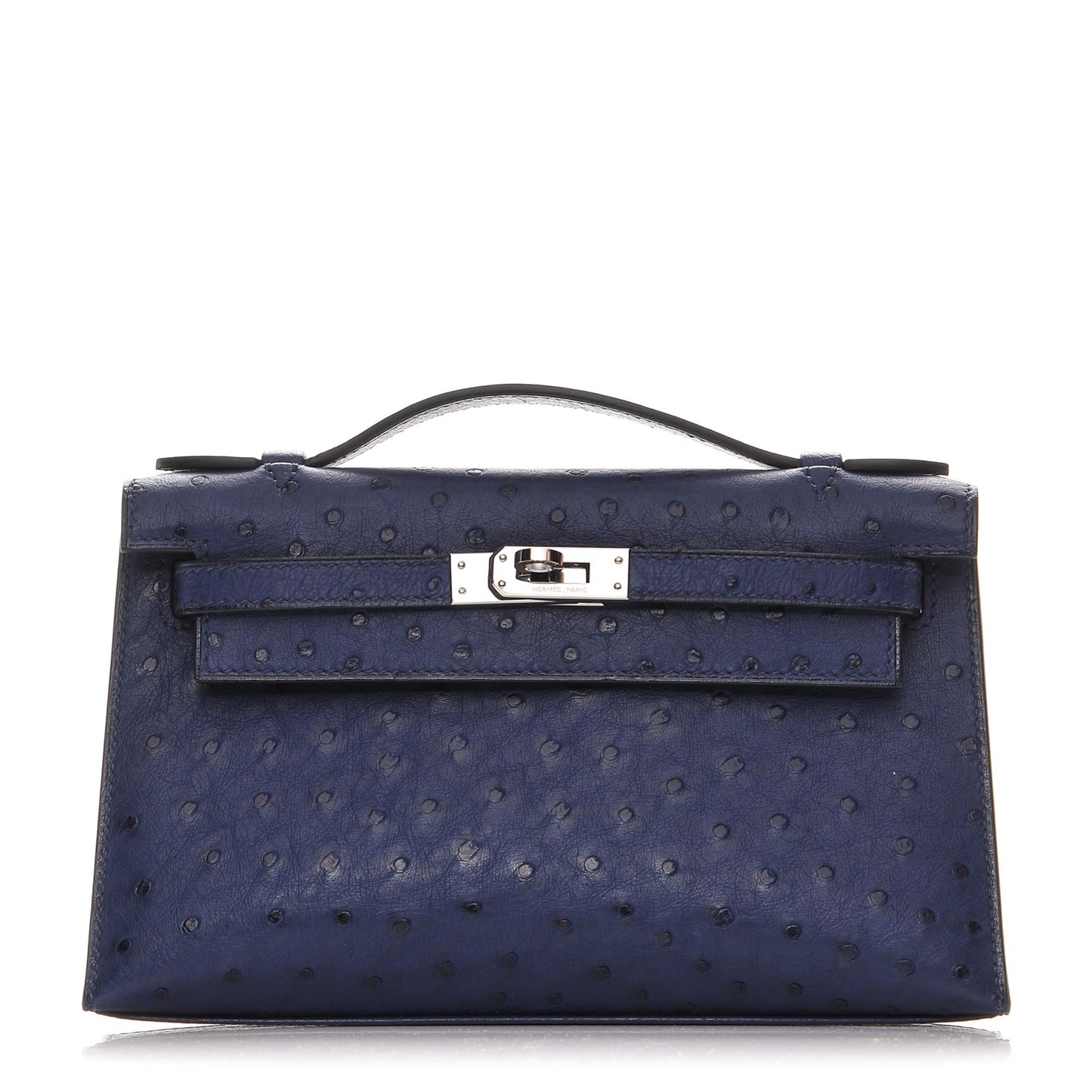 Ostrich Kelly Pochette Bleu Saphir
