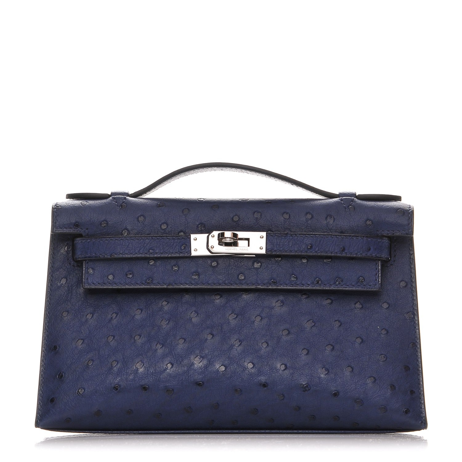 Hermes Ostrich Kelly Pochette Bleu Saphir 1 of 18