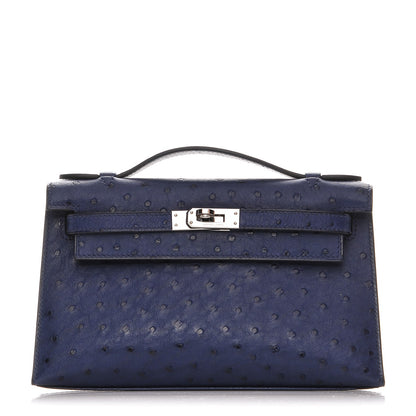 Hermes Ostrich Kelly Pochette Bleu Saphir 1 of 18