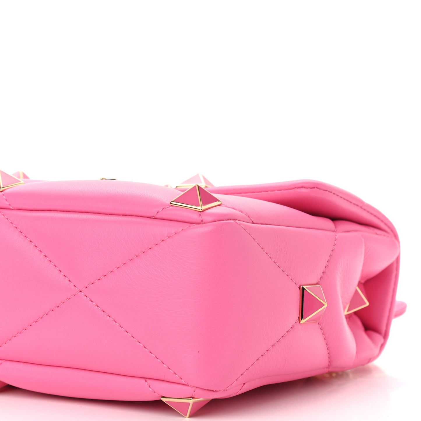 Nappa Enamel Large Roman Stud Shoulder Bag Feminine Pink