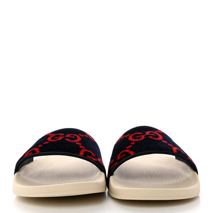 Gucci Terry Cloth GG Monogram Slide Sandals 40 Blue Red 2 of 9