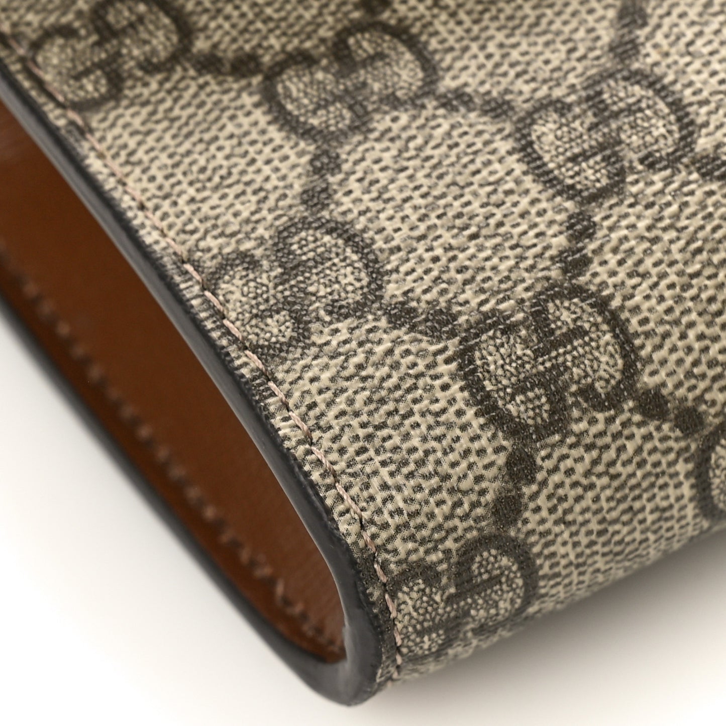 GG Supreme Monogram Azalea Calfskin Web Mini Horsebit 1955 Chain Shoulder Bag Beige Ebony Brown Sugar