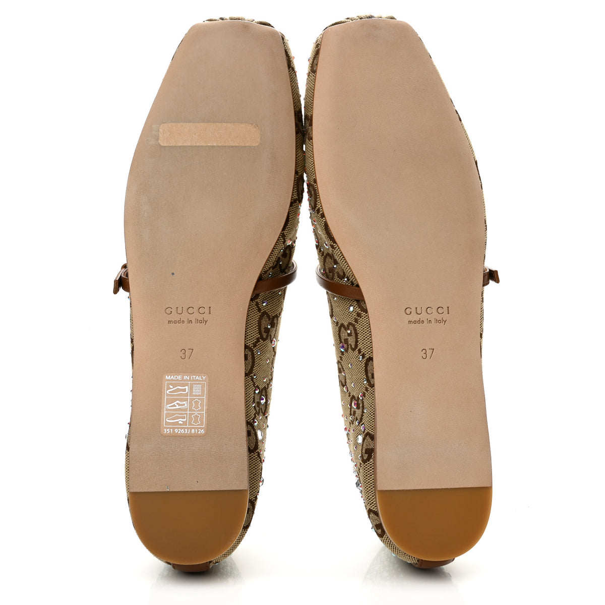 Gucci GG Monogram Crystal Horsebit Bow Ballet Flats 37 Beige Ebony Sundial 6 of 9