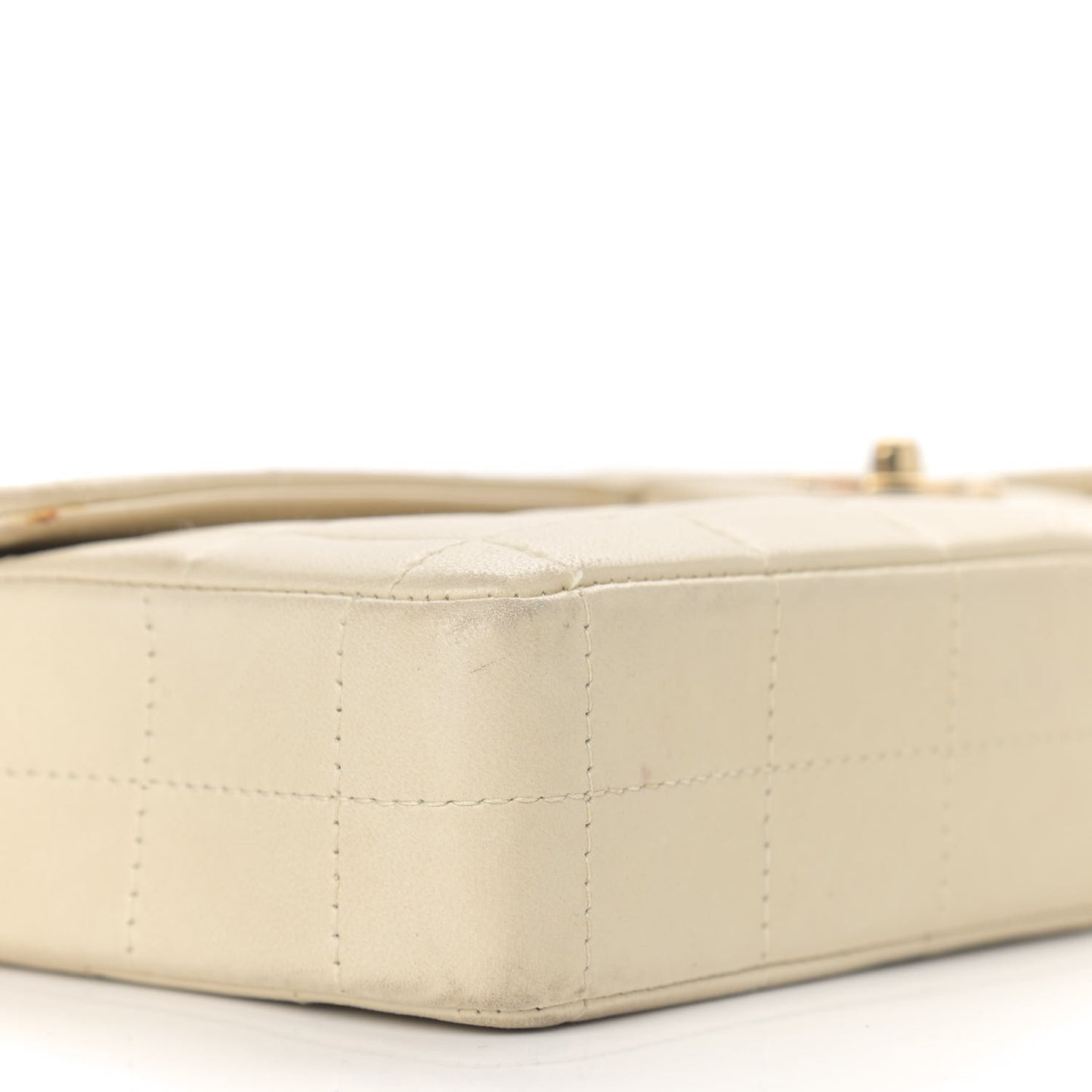Lambskin East West Chocolate Bar Flap Ivory