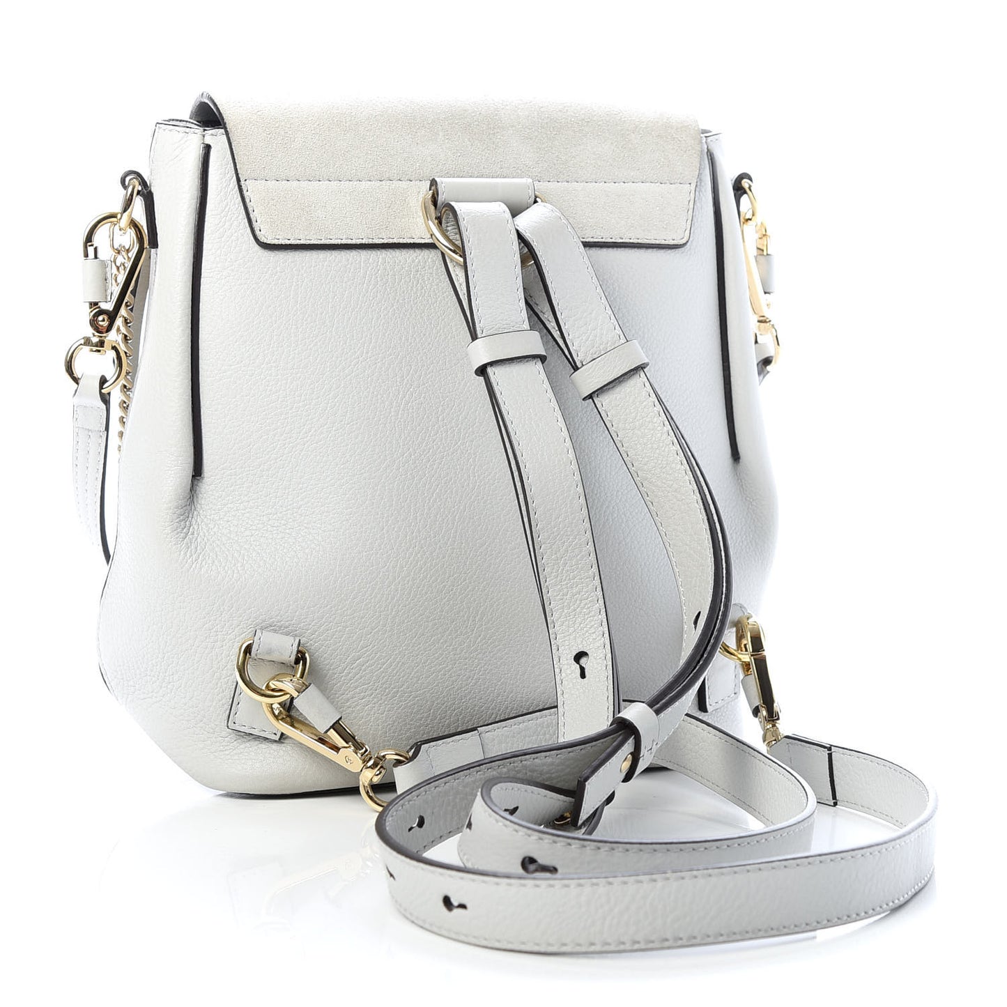 Suede Calfskin Small Faye Backpack Airy Grey