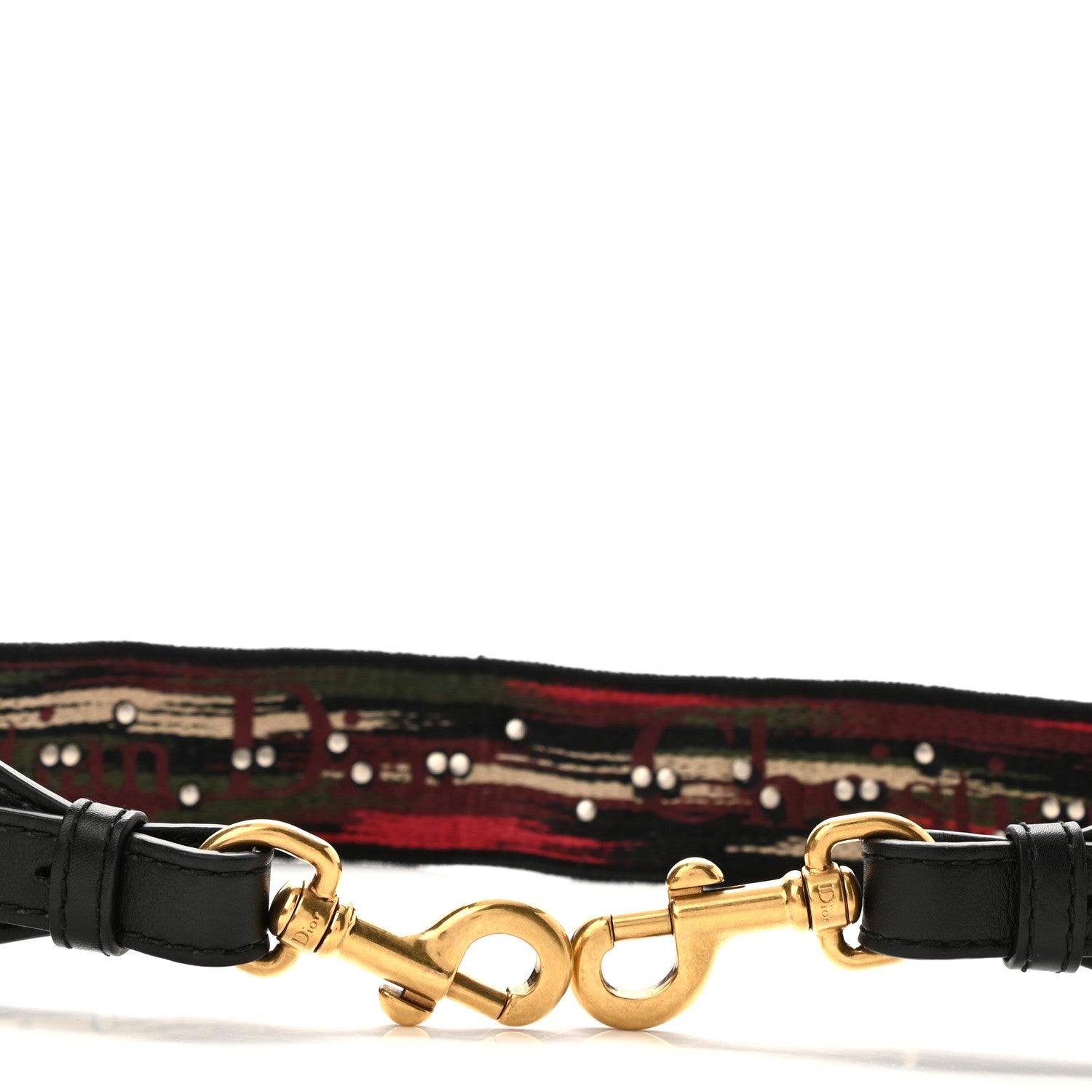 Christian Dior Canvas Embroidered Studded Bohemian Shoulder Strap Red 5 of 5