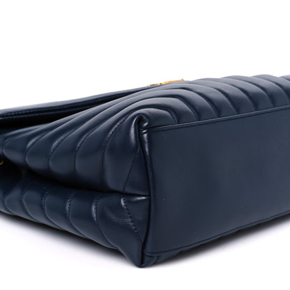 Saint Laurent Calfskin Y Quilted Monogram Medium Loulou Chain Satchel Deep Marine 10 of 11