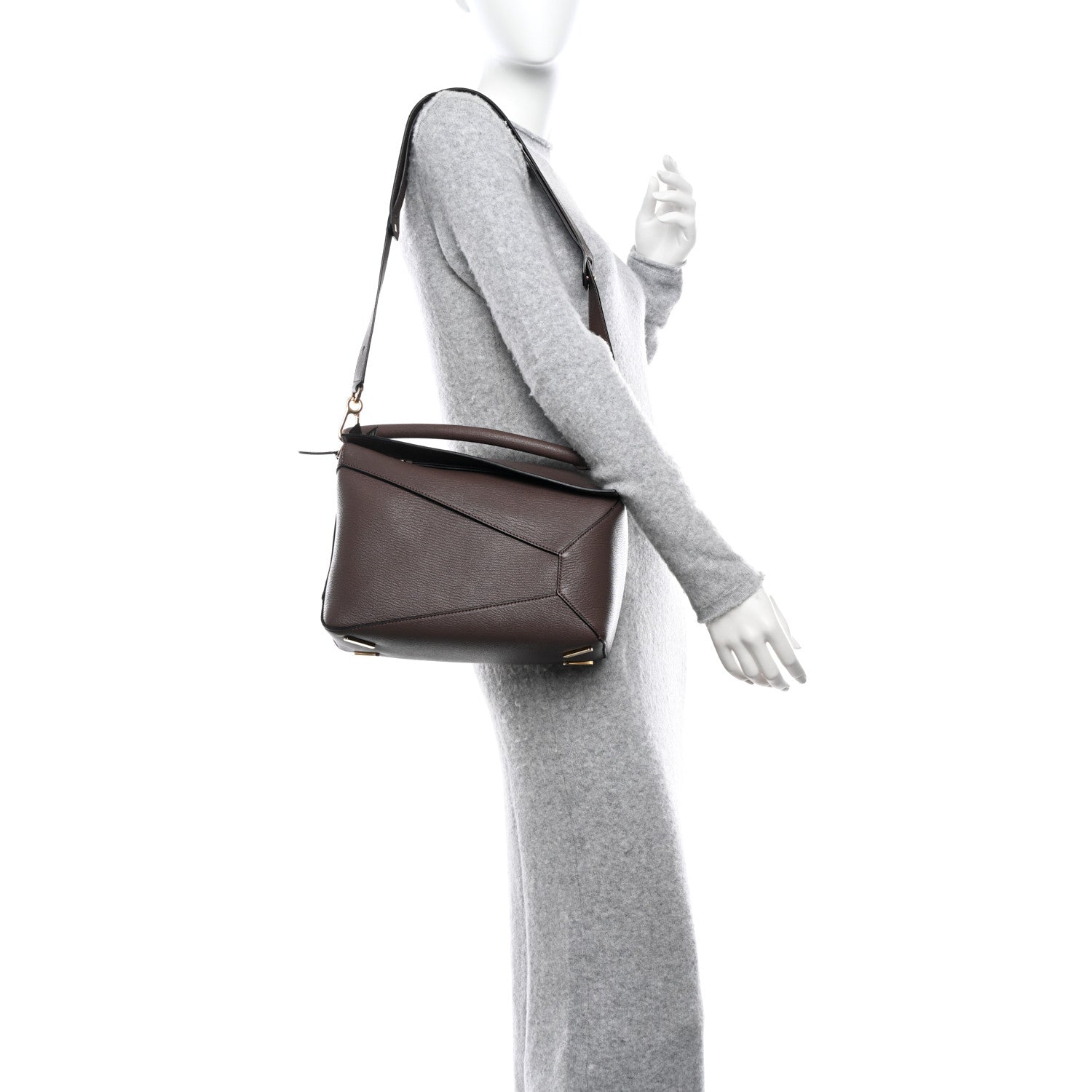 Loewe Goatskin Medium Puzzle Edge Bag Taupe 2 of 11