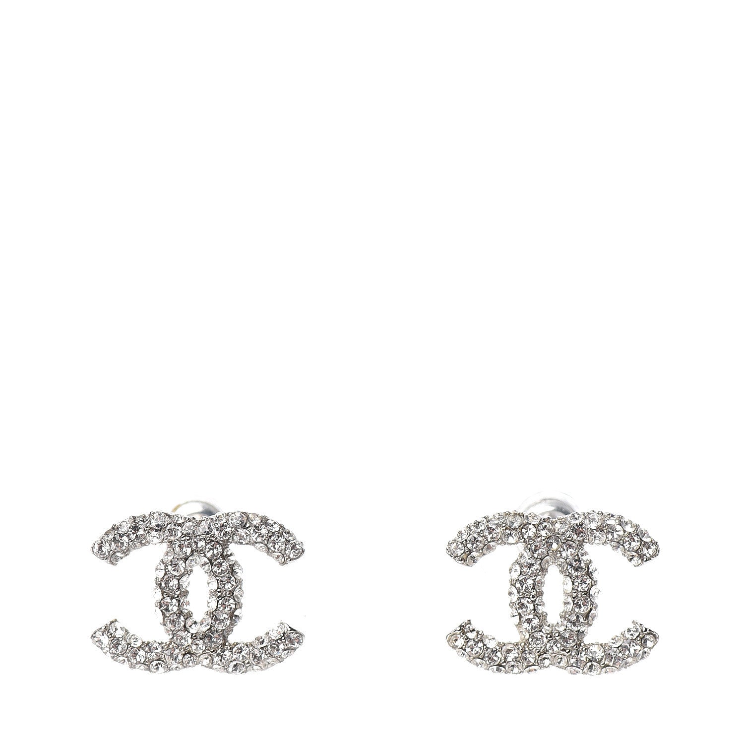 Chanel Crystal CC Earrings Silver 1 of 5
