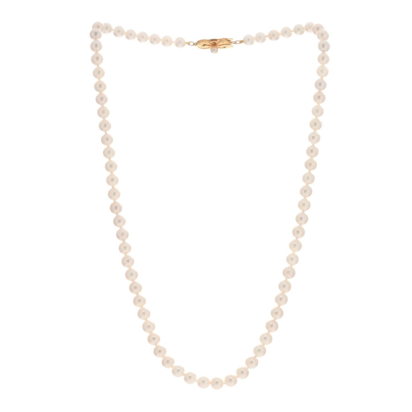 18K Yellow Gold Akoya Pearl 5.5-6mm Strand Necklace 18"