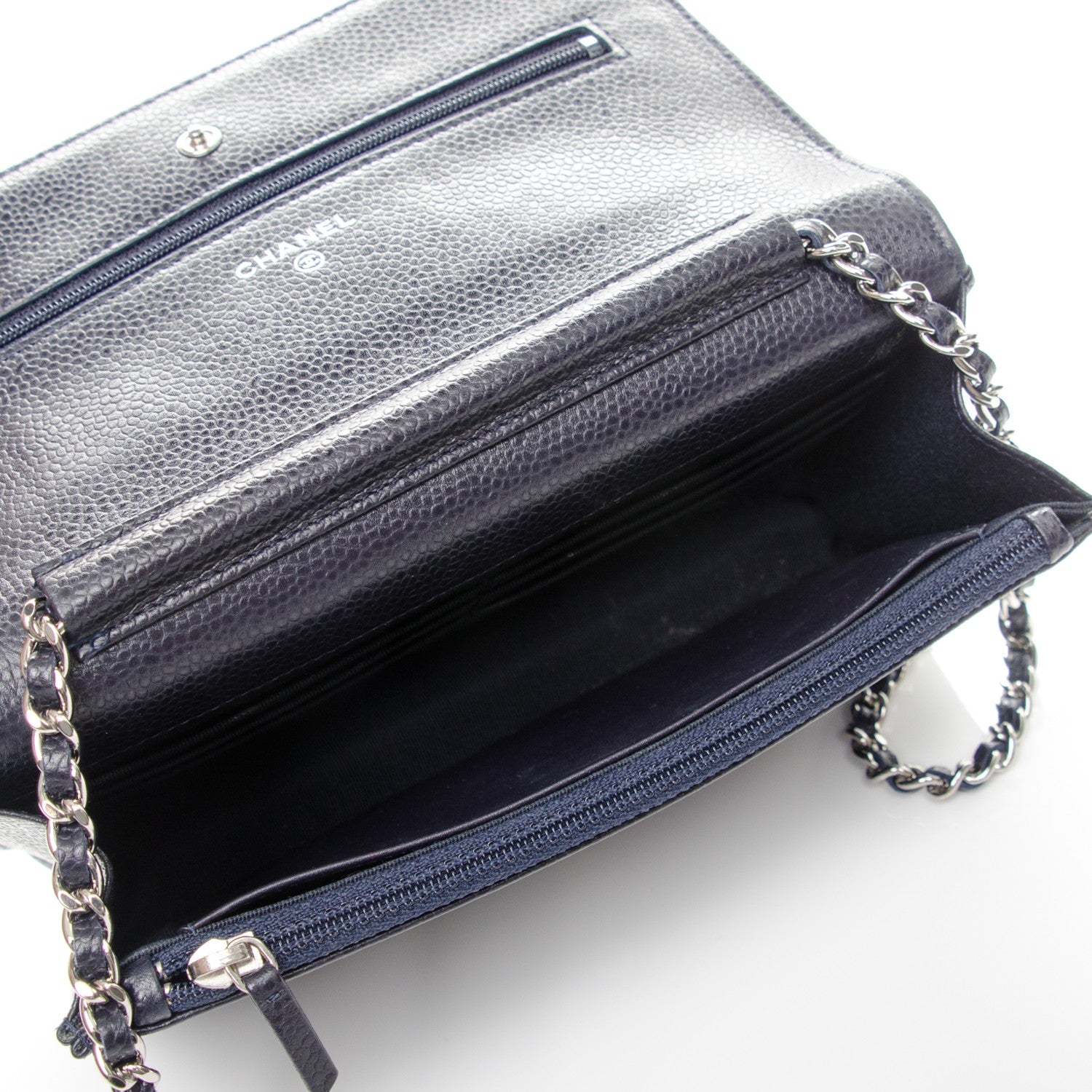 Chanel Caviar Quilted Wallet On Chain WOC Navy Blue 5 of 8