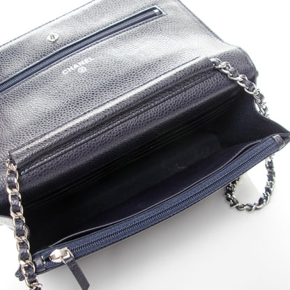 Chanel Caviar Quilted Wallet On Chain WOC Navy Blue 5 of 8