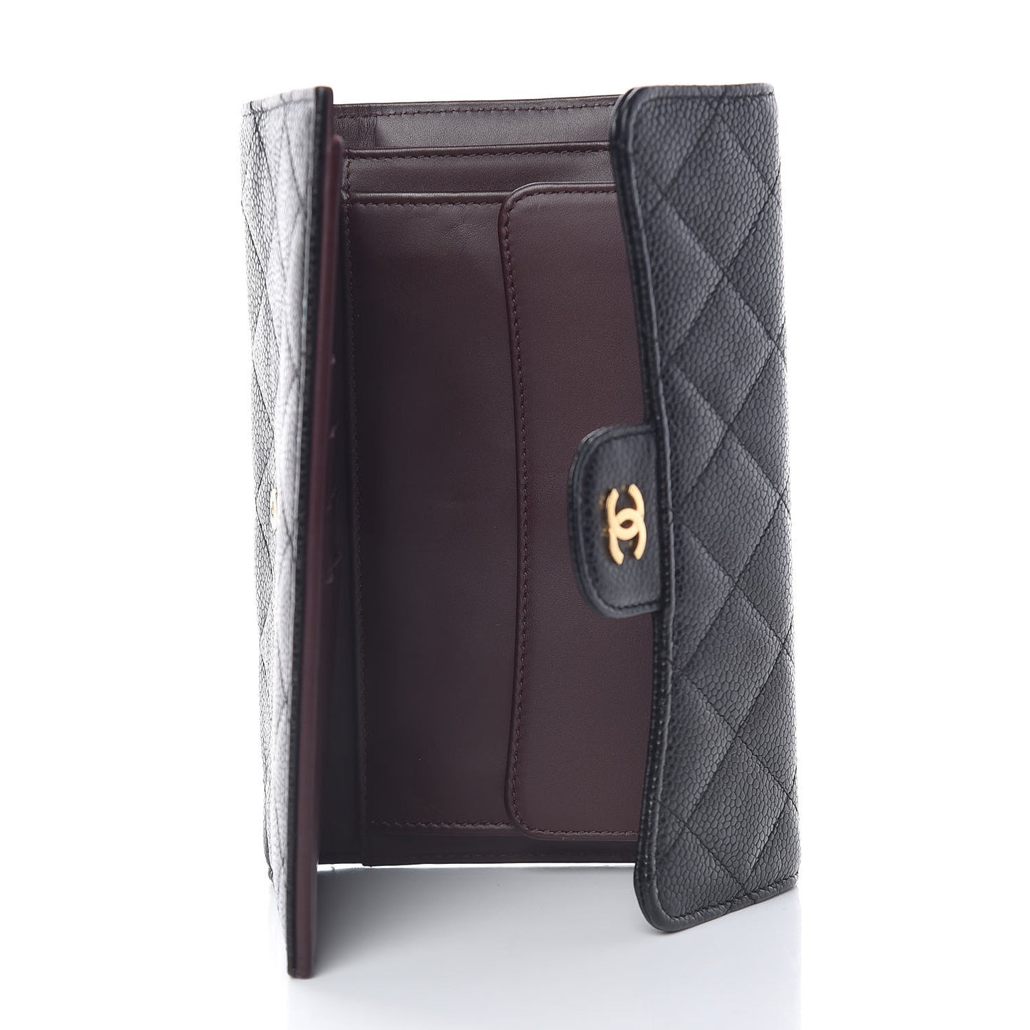 Caviar Quilted Large Flap Wallet Black