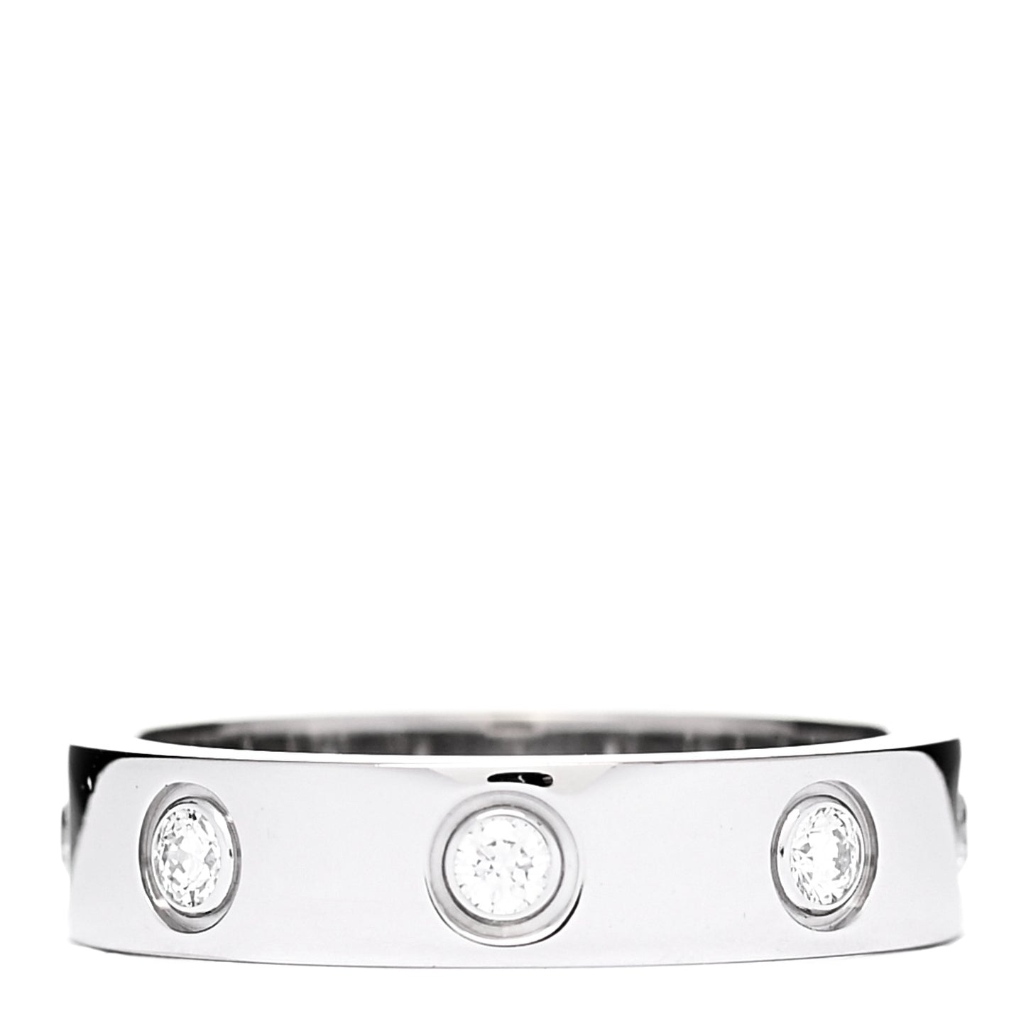 18K White Gold 8 Diamond 4mm Wedding Band LOVE Ring 46 3.75