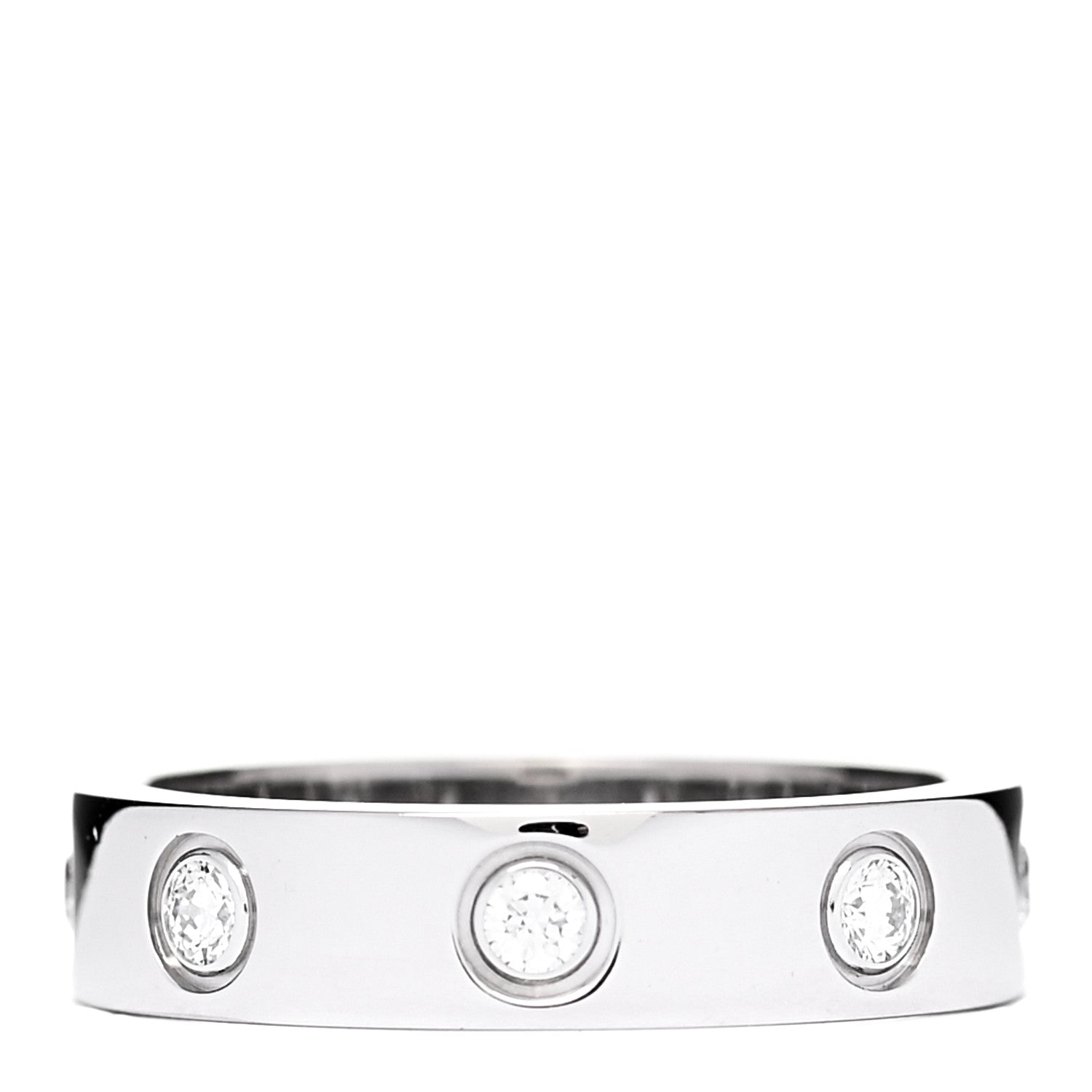 Cartier 18K White Gold 8 Diamond 4mm Wedding Band LOVE Ring 46 3.75 2 of 3