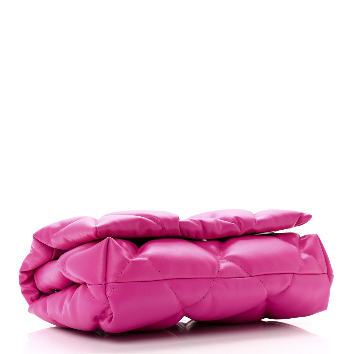 Balenciaga Nappa Calfskin Quilted Touch B Puffy Clutch Fuchsia 5 of 9