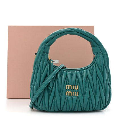 Miu Miu Nappa Matelasse Small Wander Hobo Laguna 9 of 9