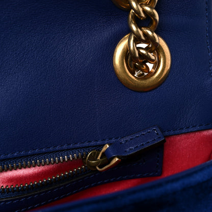 Gucci Velvet Matelasse Medium GG Marmont Shoulder Bag Cobalt Blue 13 of 16