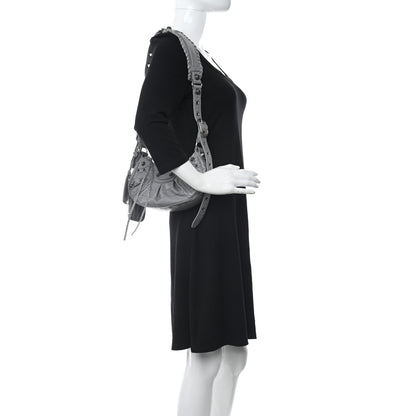 Balenciaga Extra Supple Calfskin Crocodile Embossed Le Cagole Shoulder Bag XS Balenciaga Grey 2 of 13