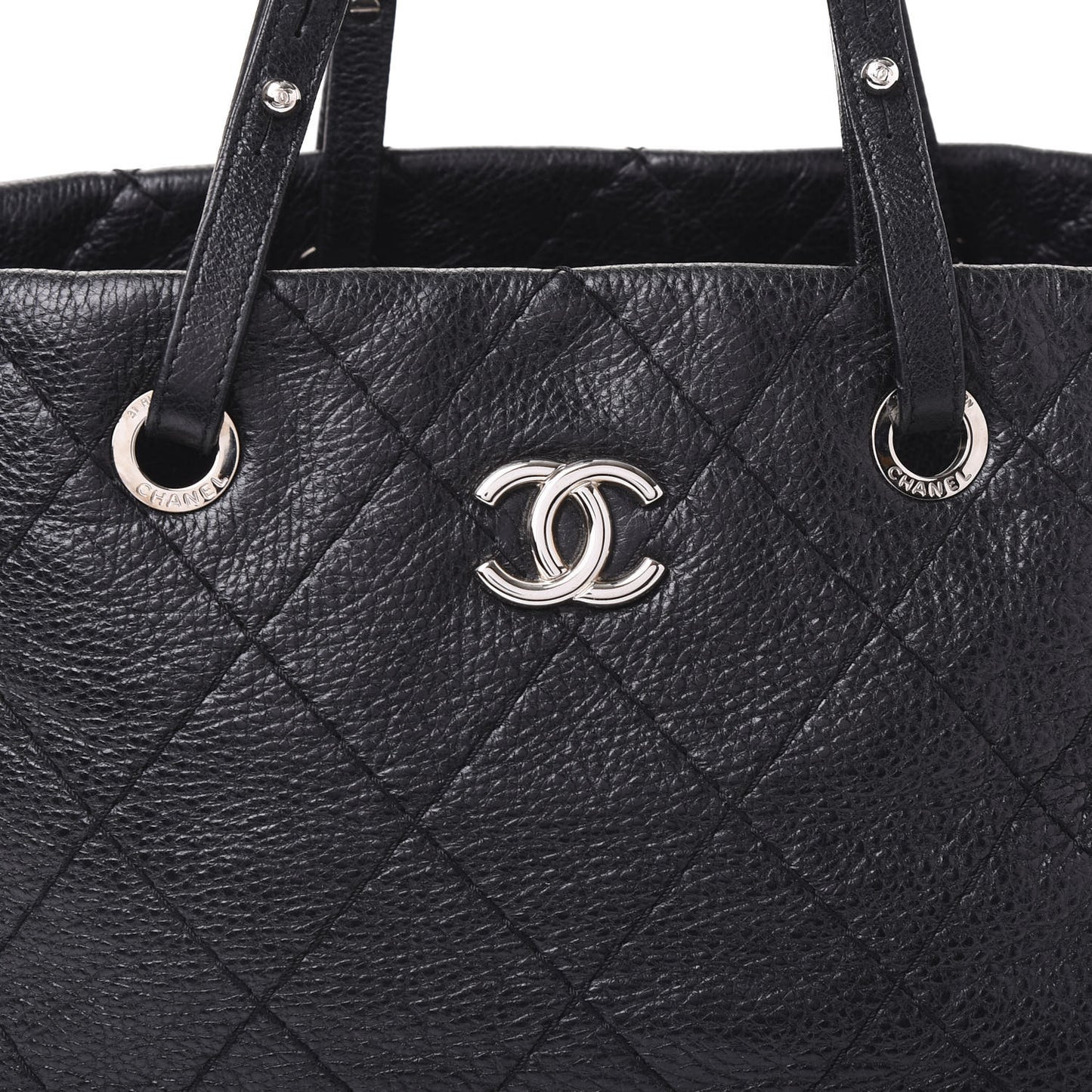 Glazed Calfskin Large On The Road Tote Black