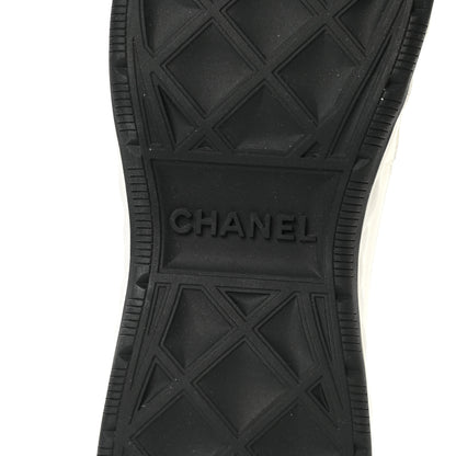 Chanel Velvet Calfskin Mixed Fibers CC Sneakers 41 Ivory Black 6 of 9