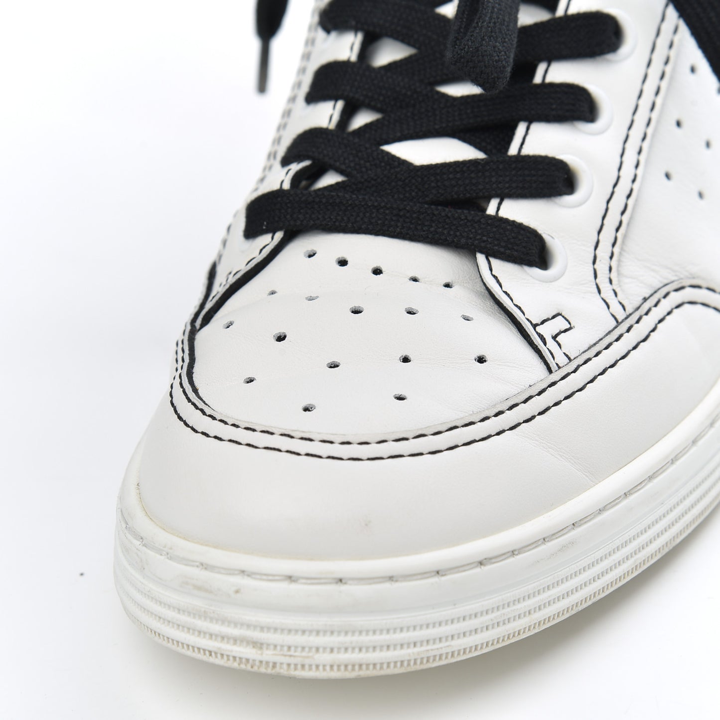 Calfskin Womens Logo Sneakers 39 White Black