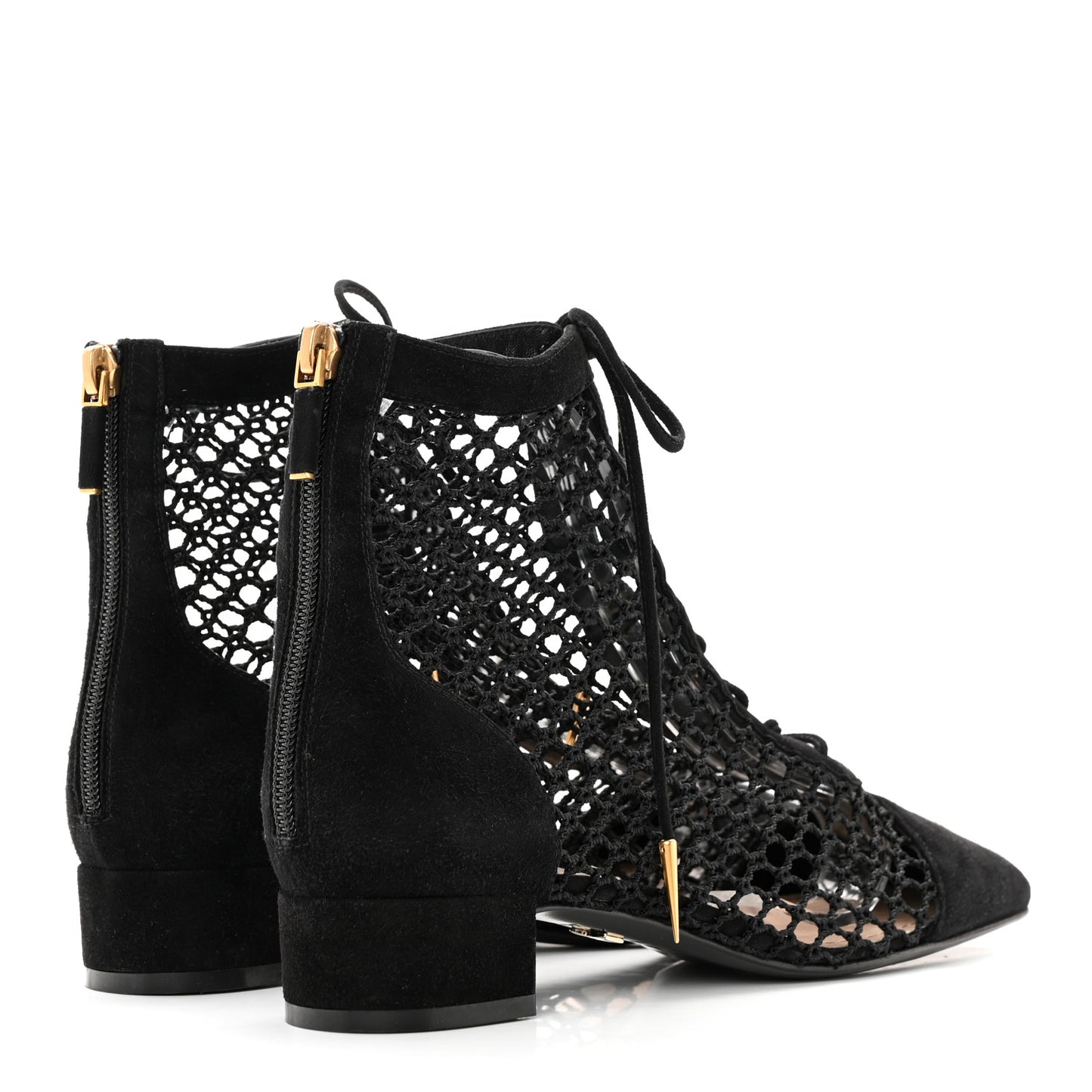Suede Laminated Resille Naughtily-D 30mm Ankle Boots 36 Black Gold