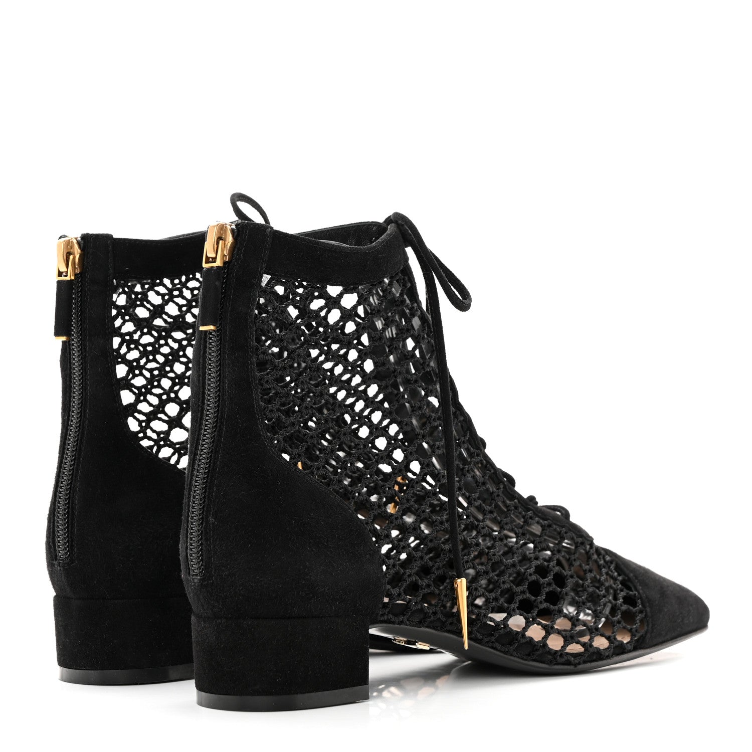 Christian Dior Suede Laminated Resille Naughtily-D 30mm Ankle Boots 36 Black Gold 4 of 13
