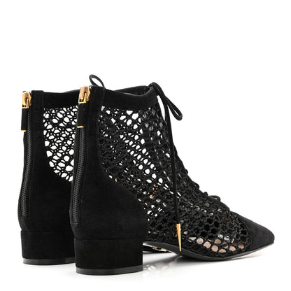 Christian Dior Suede Laminated Resille Naughtily-D 30mm Ankle Boots 36 Black Gold 4 of 13