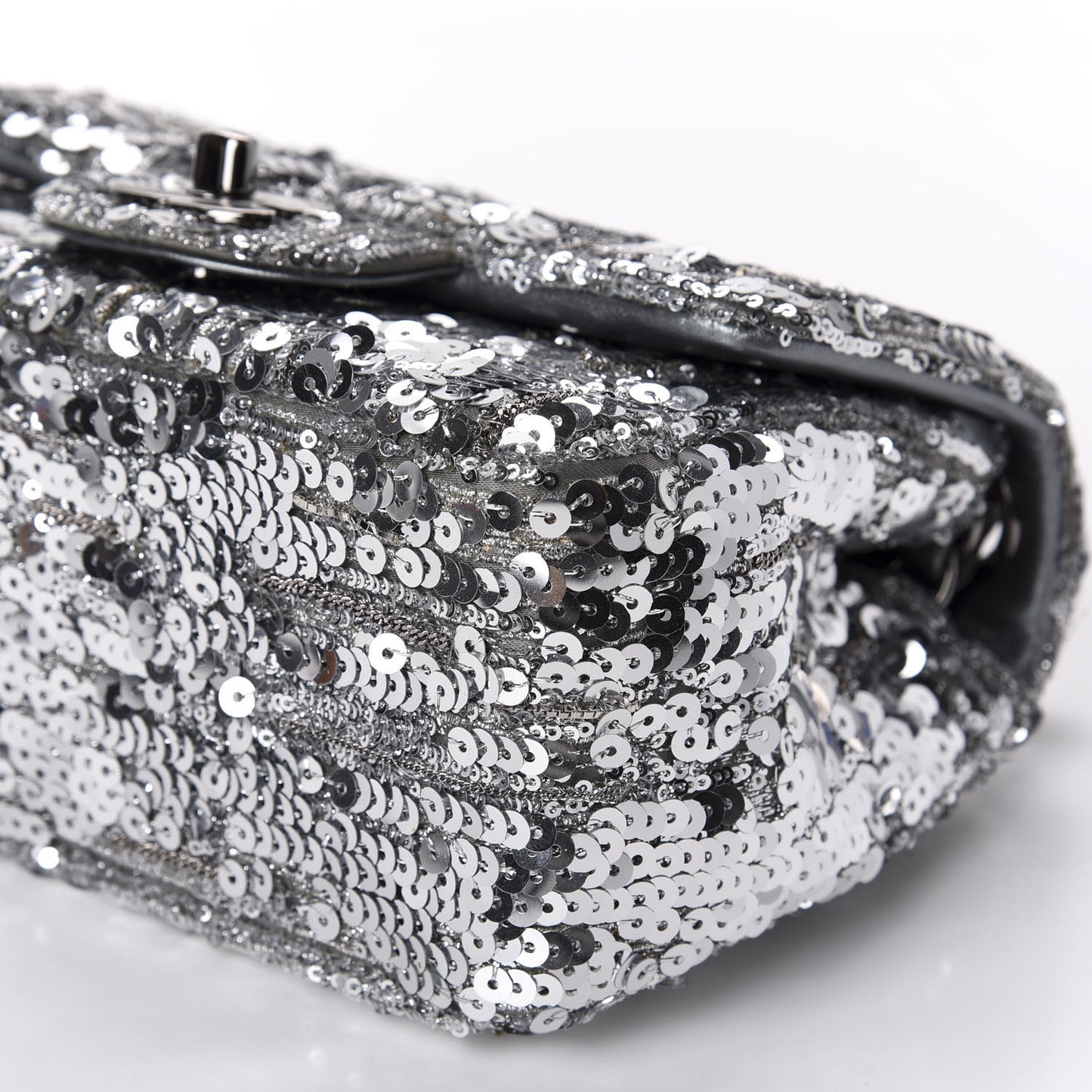 Sequin Mini Square Flap Silver