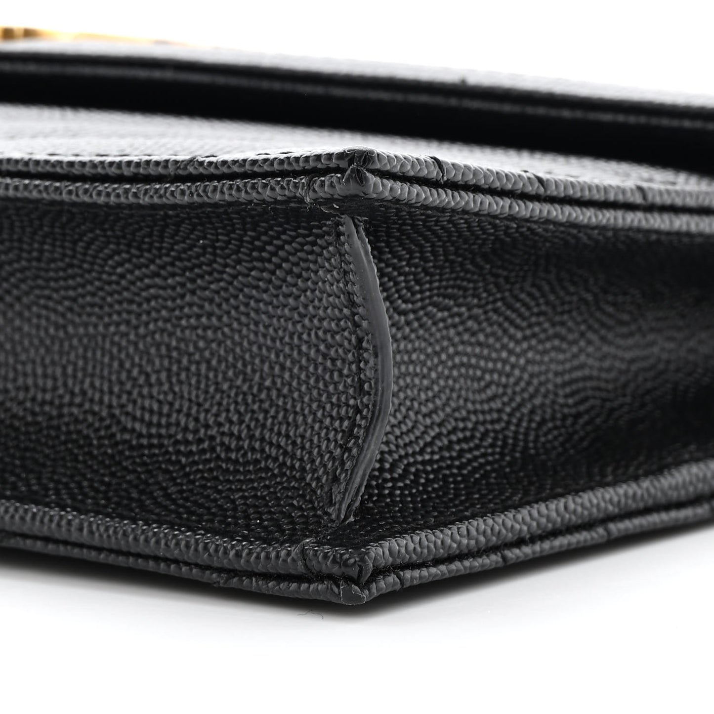Grain De Poudre Matelasse Chevron Monogram Envelope Chain Wallet Black
