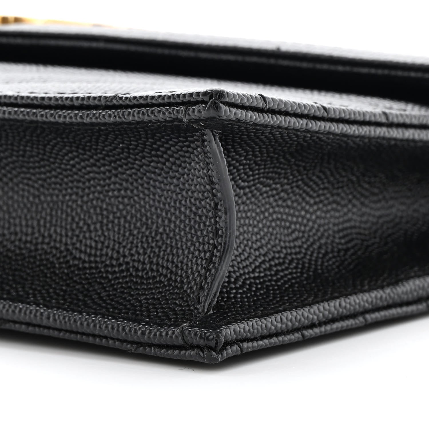 Saint Laurent Grain De Poudre Matelasse Chevron Monogram Envelope Chain Wallet Black 10 of 15