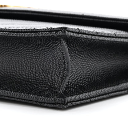 Saint Laurent Grain De Poudre Matelasse Chevron Monogram Envelope Chain Wallet Black 10 of 15