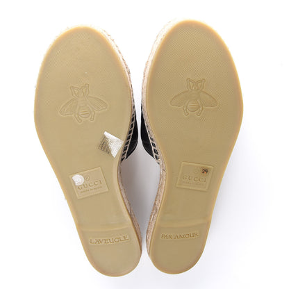 Gucci Nappa Matelasse GG Marmont Espadrille Slide Sandals 39 Black 5 of 11