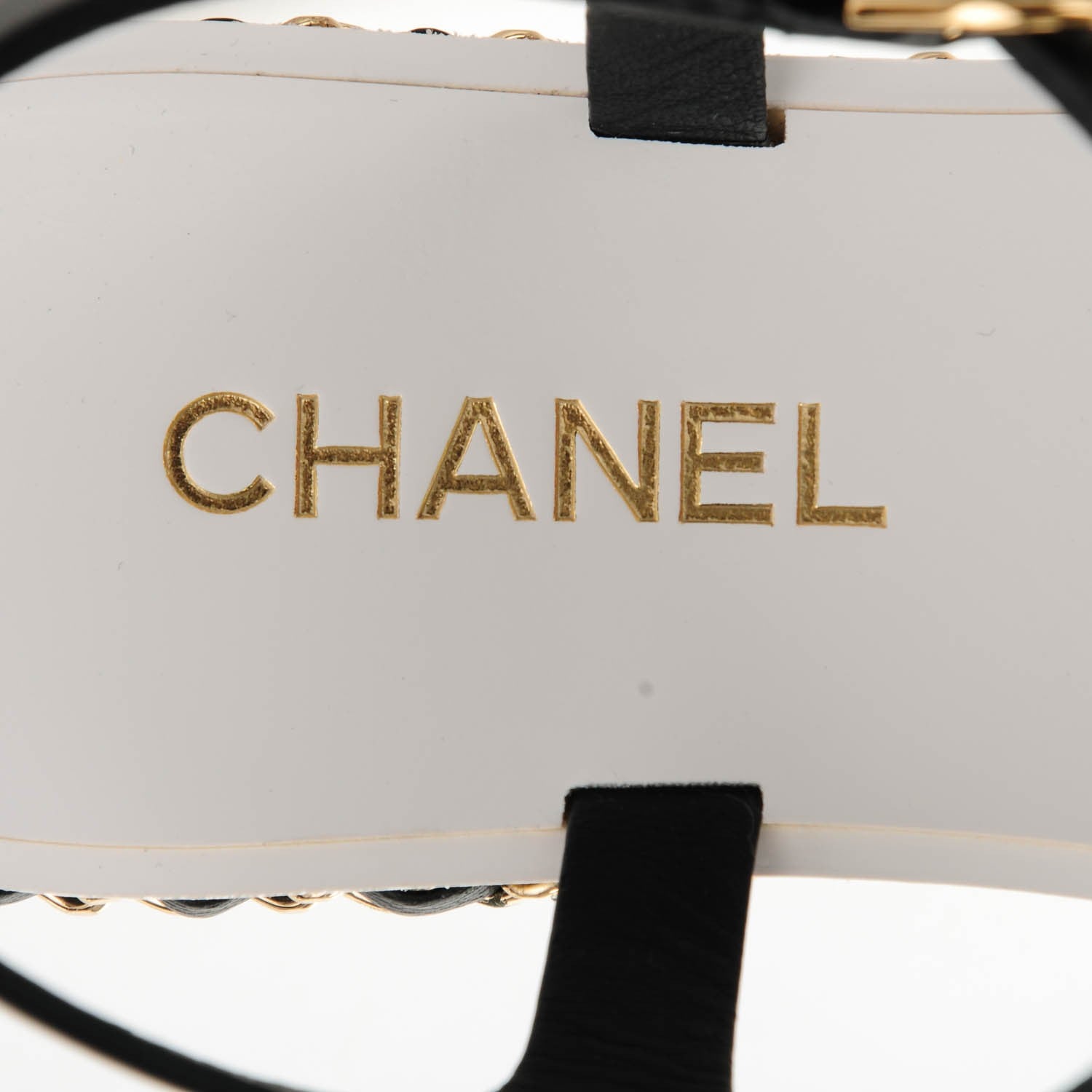 Chanel Calfskin CC Chain Flat Sandals 38 White Black 7 of 7