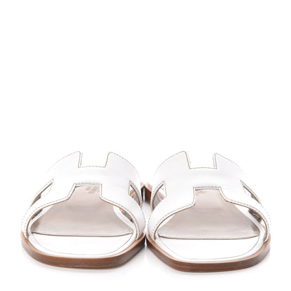 Hermes Box Calfskin Oran Sandals 36.5 White 2 of 7