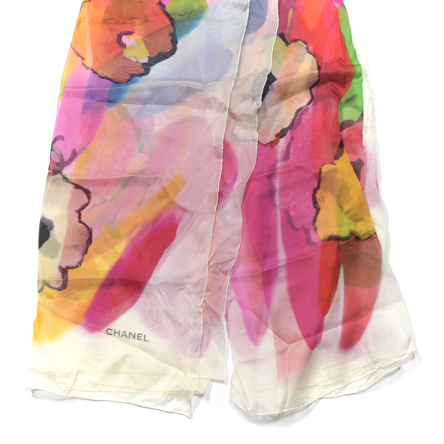 Silk Floral Print Scarf Stole