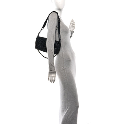 Gucci Calfskin Matelasse Monochrome GG Marmont Crossbody Shoulder Bag Black 2 of 15