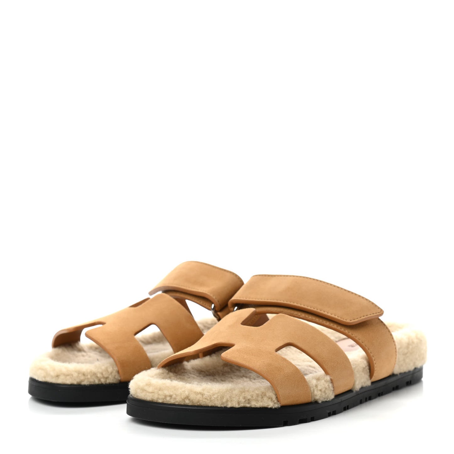 Suede Goatskin Woolskin Womens Chypre Sandals 38 Golden Beige
