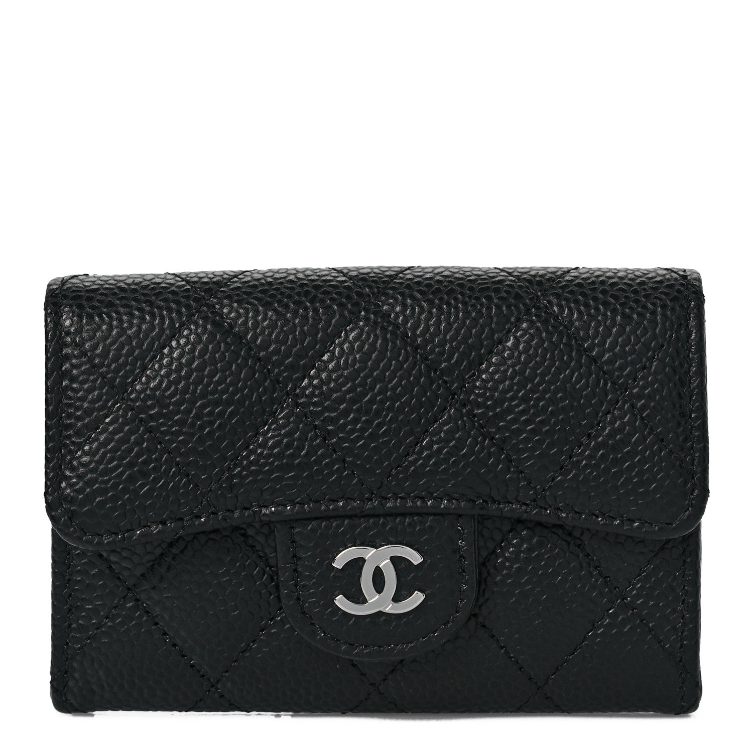 Chanel Caviar Quilted Flap Card Holder Wallet Black 1 of 9