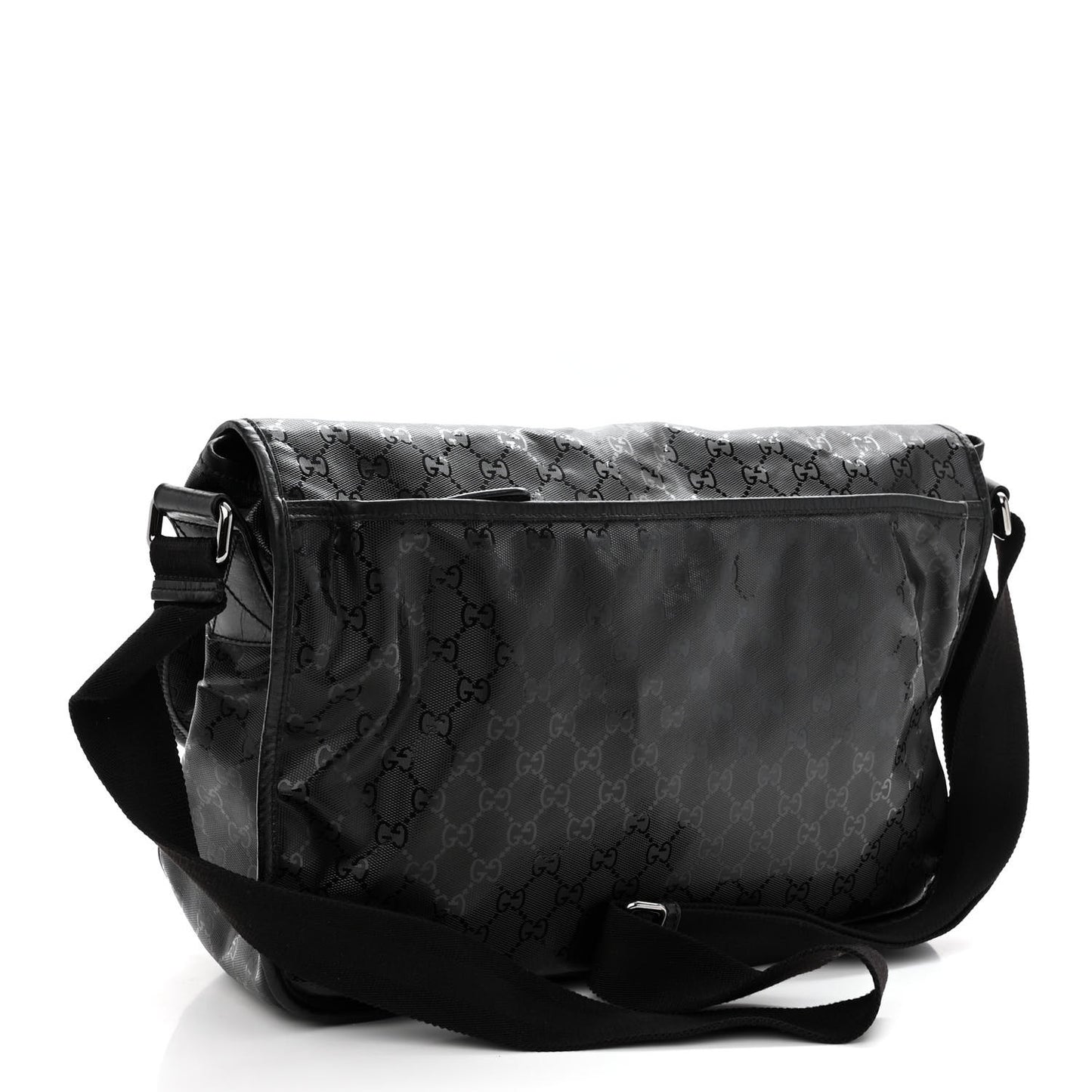 Imprime Monogram Large Double Buckle Flap Messenger Bag Black