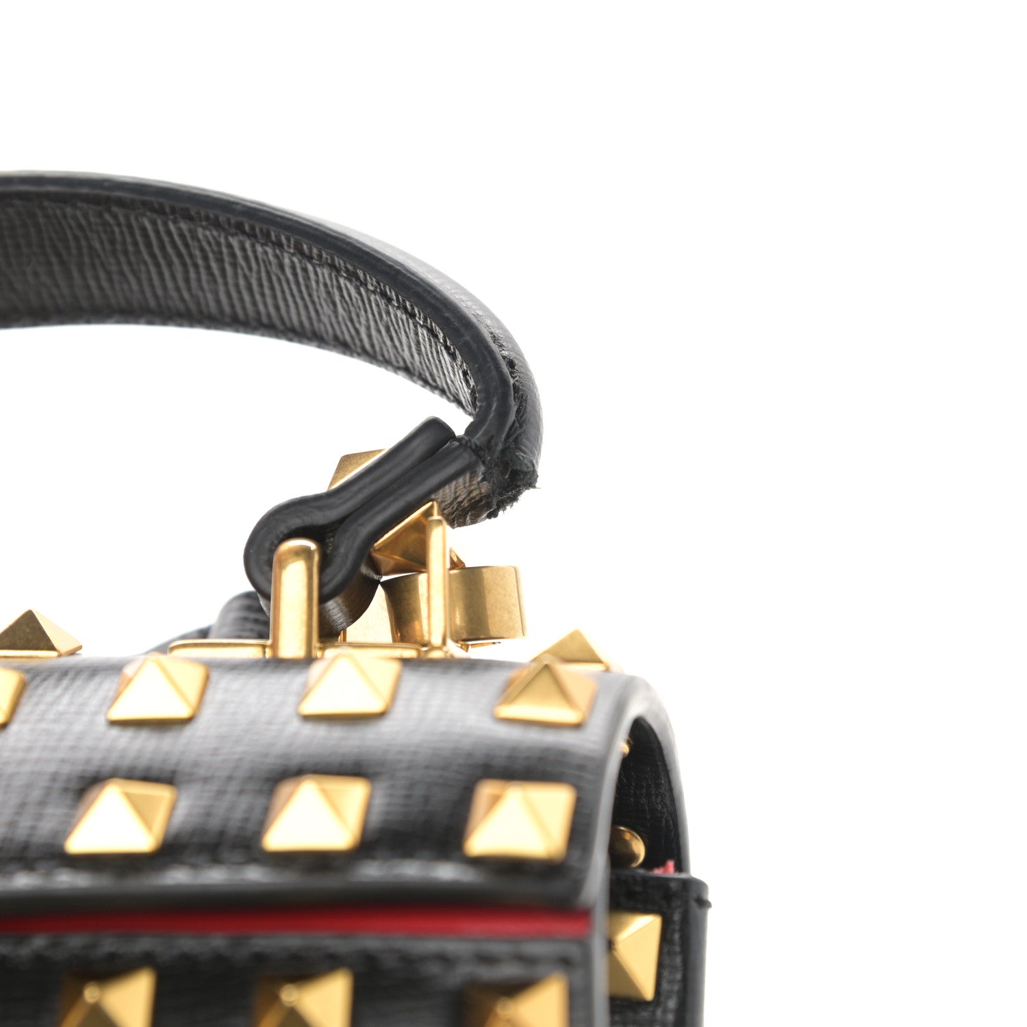 Valentino Garavani Grainy Calfskin Small Rockstud Allover Alcove Top-Handle Flap Bag Black 9 of 10