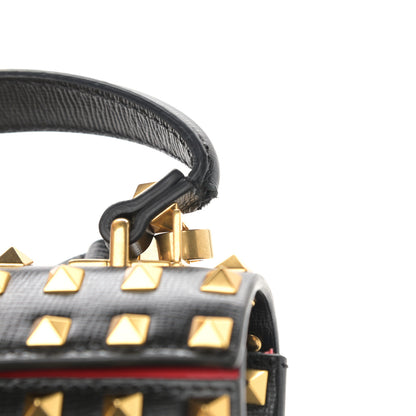 Valentino Garavani Grainy Calfskin Small Rockstud Allover Alcove Top-Handle Flap Bag Black 9 of 10
