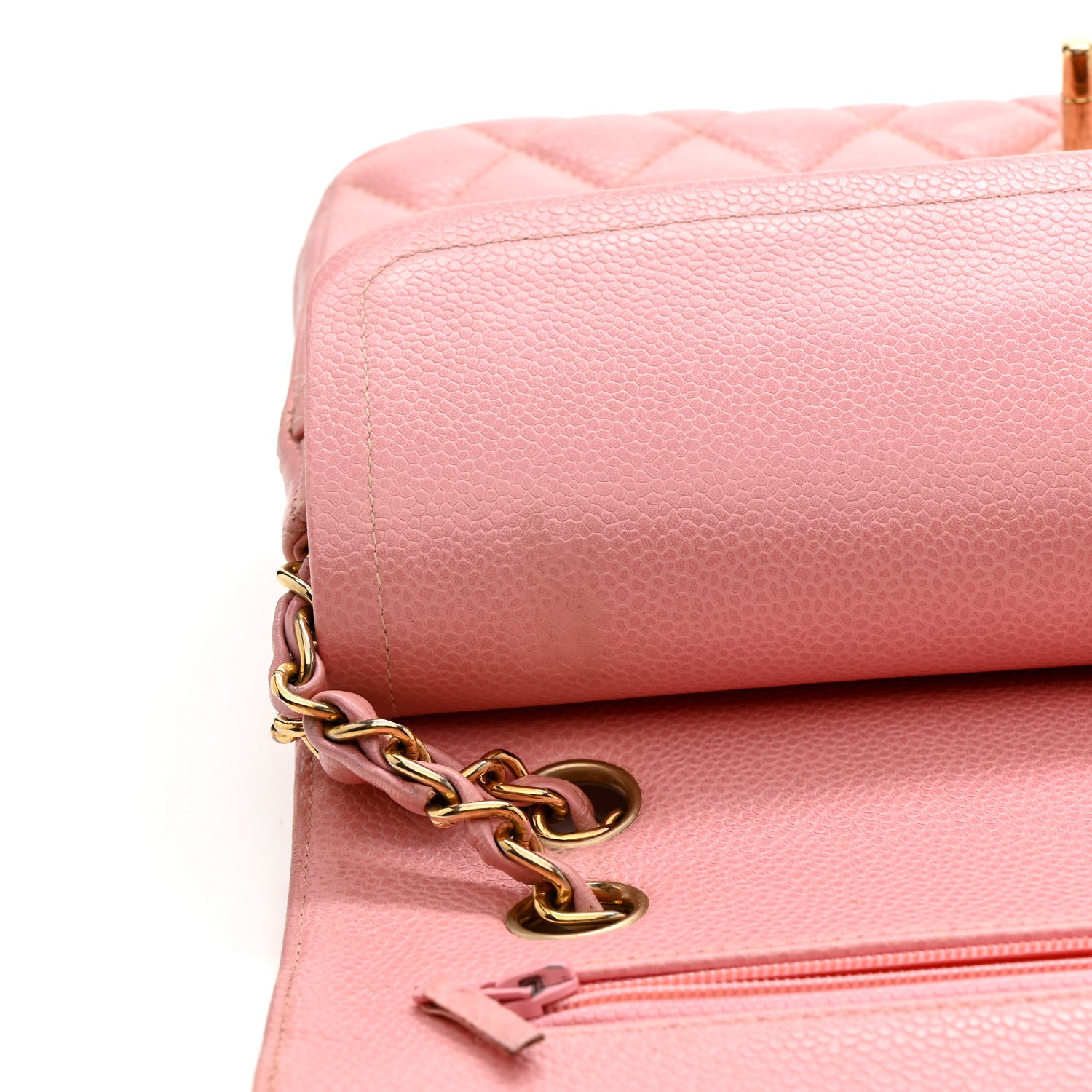 Chanel Caviar Quilted Medium Double Flap Pink 12 of 14