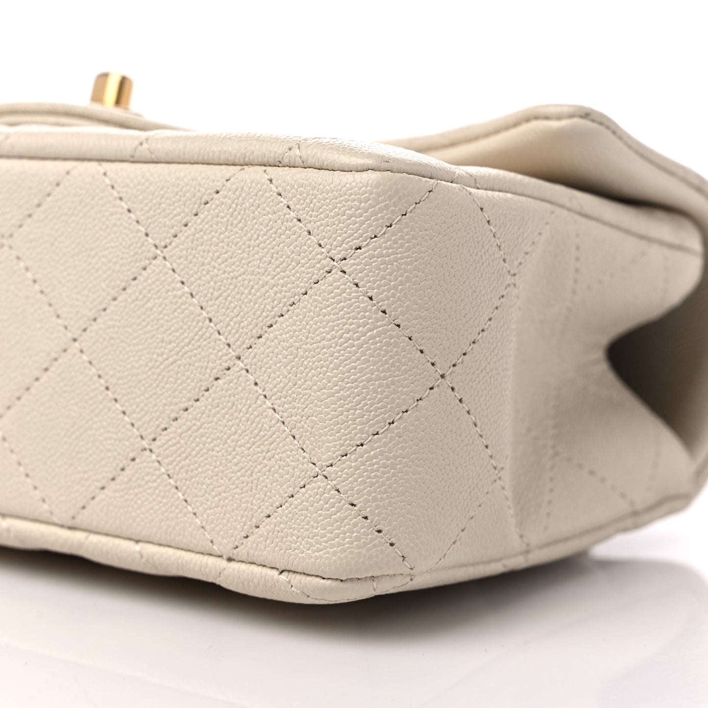 Caviar Quilted Mini Top Handle Rectangular Flap Beige